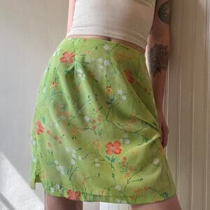 Vintage 35th & 10th Lime Green Mini Skirt 3 Y2K 2000s Spring Summer